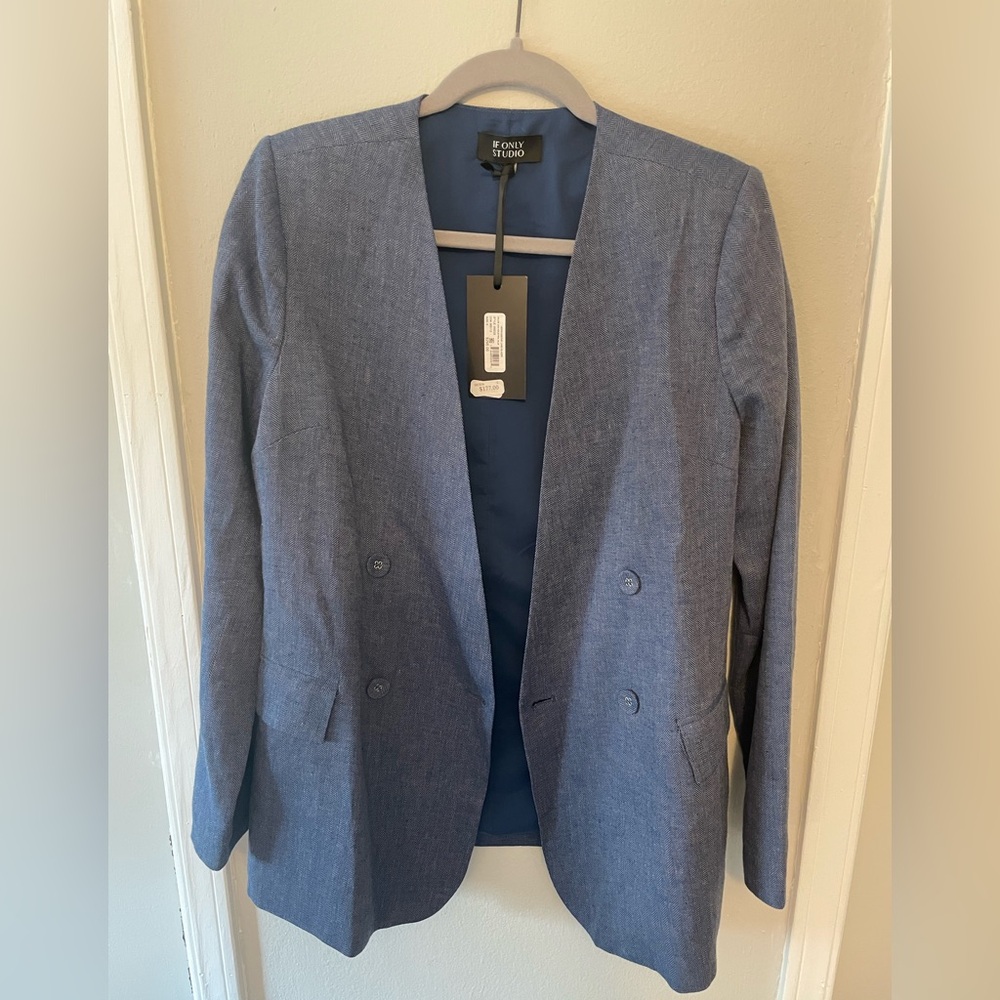 If Only Studio Herringbone Linen Blazer